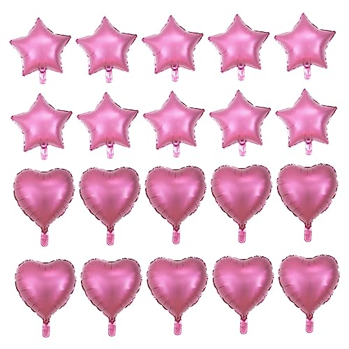 TOKIDNY 20St Ballon-Ornamente Herzballon Luftballons für Hochzeitsfeiern Ballonfüllmaschine Herz Dekor Luftballons zur Babyparty Folienballons Sterndekor Pentagramm-Ballonverzierung Rosa von TOKIDNY