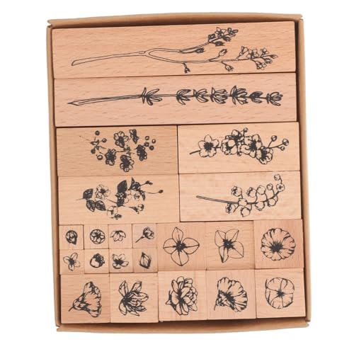 TOKIDNY 22 Stück Holzstempel Set Blumen Pflanzen Scrapbooking DIY Journaling Stempel Für Fotoalben Karten Basteln von TOKIDNY