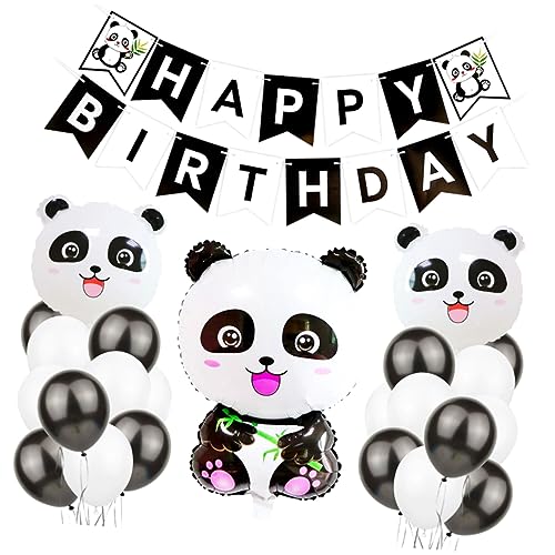 TOKIDNY 24 Teiliges Panda Folienballon Set Für Geburtstagsfeiern Dekorative Ballons Und Banner Für Kinderpartys Ideale Partybedarf Für Unvergessliche Feiern von TOKIDNY