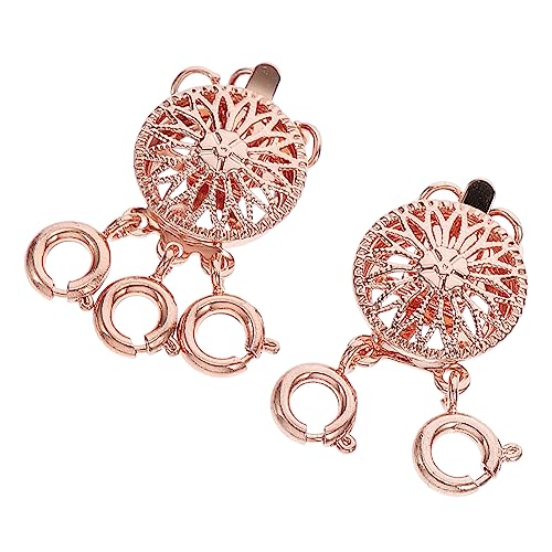 TOKIDNY 2St Halskettentrenner Verschlüsse herstellen Schichtung Dual doppelt Haken schmuckherstellung schmuck machen Armbinde Layering-Halskettenverschluss schmuck stecker Kupfer Rose Gold von TOKIDNY