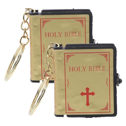 TOKIDNY 2St Schlüsselanhänger Mini-Bibeln Miniatur-Buchschlüssel christliche kleine bibel Bibelanhänger Taschendekoration Bibelbuch Anhänger Taschenanhänger Abs Golden von TOKIDNY