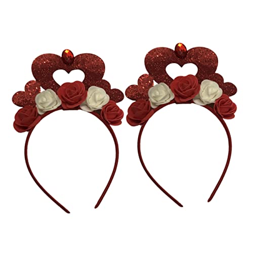 TOKIDNY 2St valentinstag stirnband Valentine Herz Stirnband Party-Haarreifen Cartoon-Haar fasching haarreif haarreifen mit herzen valentinstag kopfschmuck Party-Stirnbänder Latte-Kunst rot von TOKIDNY