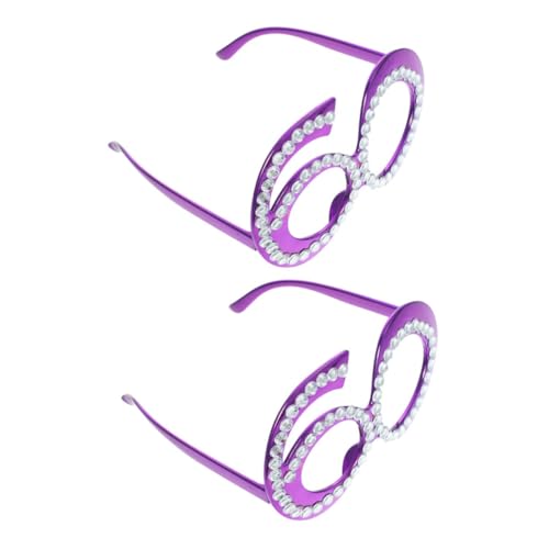 TOKIDNY 2st Geburtstagsbrille Gläser Zur Geburtstagsdekoration Party-requisite Anzahl Gläser Dekor Brille Zum Geburtstag Geburtstagsfeier Brille Lustige Kostüm-sonnenbrille Plastik Violett von TOKIDNY