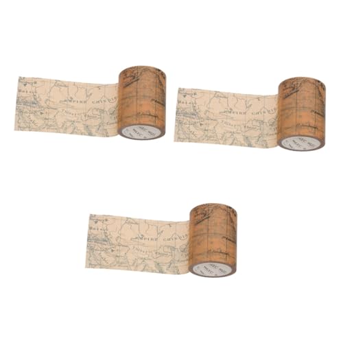 TOKIDNY 3 Rollen Handbuch und Klebeband dekoratives Abdeckband dekoratives Washi Tape breit Retro-Dekor weltkarte scheckheft aufkleber Washi-Klebeband zum Selbermachen Washi DIY Bastelband von TOKIDNY