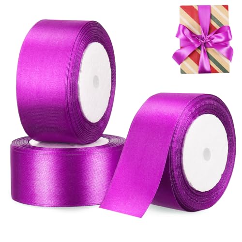 TOKIDNY 3 Rollen Verpackung Band Dekoratives Band Geschenkband Breites Band Hochzeitsbänder Band Für Blumenstrauß Band Für Bänder Für Schleifen Polyester Violett von TOKIDNY