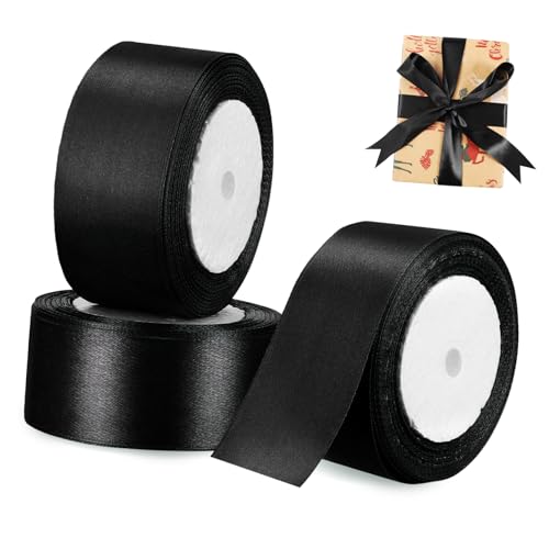 TOKIDNY 3 Rollen verpackung Band Dekorationsband Blumenstraußband handgemachte Schleifenband stoffband Hochzeitsdeko Band für dekoratives Band Polyester Black von TOKIDNY