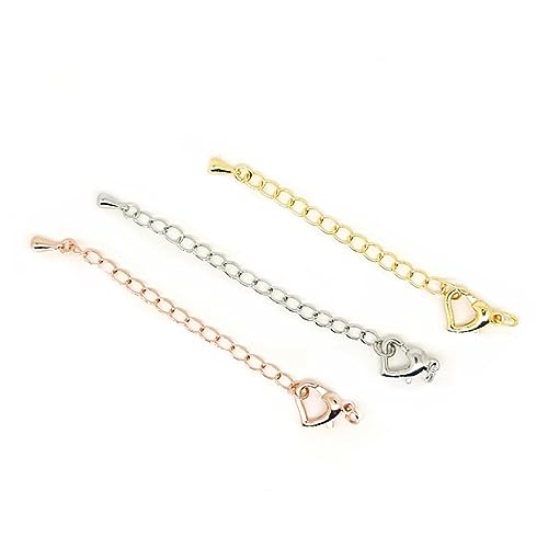 TOKIDNY 3 Stück Verlängerungskette Für Halsketten Und Armbänder Wassertropfen Anhänger Mit Karabinerverschluss Silber 18 Karat Gold Und Roségold Ideal Für Die Schmuckherstellung Und von TOKIDNY