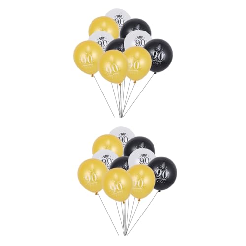 TOKIDNY 30 Stk Partyzubehör Schmucksets Für Erwachsene 90 Geburtstagsballons Vorgefüllte Konfettiballons Geburtstagsballons Für 18-jährige Metallballons Gold Schwarze Dicke Luftballons von TOKIDNY