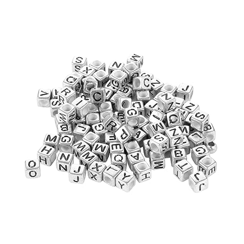 TOKIDNY 300st Quadratische Buchstabenperlen Selber Machen Silberne Buchstabenperlen Perle Für Armband Kreative Diy-perle Buchstaben-halskette Quadratische Perlen Selber Machen Silver von TOKIDNY