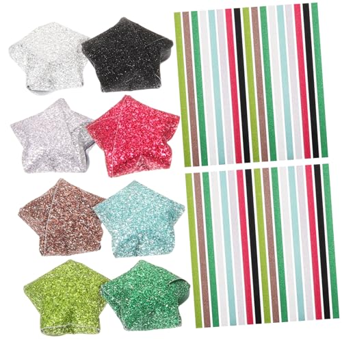 TOKIDNY 320 Stück Glitzerndes Origami Stern Faltpapier Regenbogenfarben Buntes Gemischtes Faltpapier Für DIY Handwerk Und Kreative Bastelprojekte von TOKIDNY