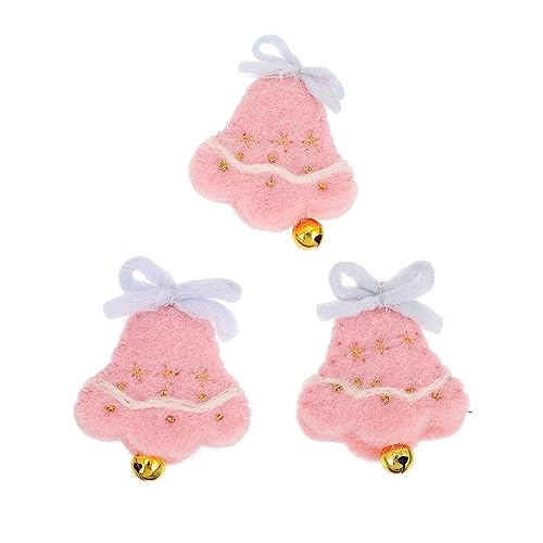 TOKIDNY 3St Glockenaufkleber kuschelig cutermesserser Kopfschmuck Accessoire weihnatsdeko Krippendekoration Kopfbedeckung Patch Applikation aus Wollfilz Weihnachtsglockenapplikation Rosa von TOKIDNY