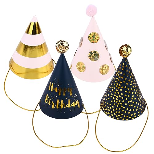 TOKIDNY 4 Stück Partyhut Partyhüte Goldenes Stirnband Glitzerhut Geburtstagsfeier Mini-hut Diy Geburtstagshut Geburtstagsmütze Haarband Geburtstagsmützen Selber Machen Papier von TOKIDNY