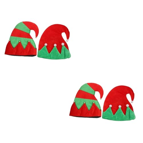 TOKIDNY 4 Stück Weihnachtselfenmütze Cosplay Elfenhüte Kinderhaube Krippendekoration weihnachtsparty accessoires Weihnachts-Elfenhut weihnachtsmützen Festival-Kopfschmuck- Stoff von TOKIDNY