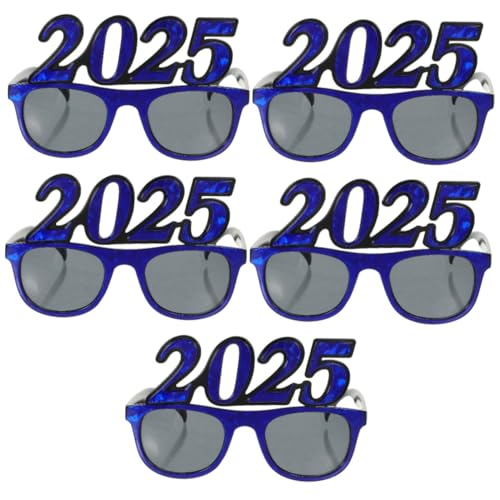 TOKIDNY 5 Stück 2025 2025 Brille Spaß Brille Nummer Brille Brillen-Requisiten für das neue Jahr 2025 2024 Abschlussbrille Partyzubehör für das neue Jahr Party-Brillen-Dekore Stk Blue von TOKIDNY