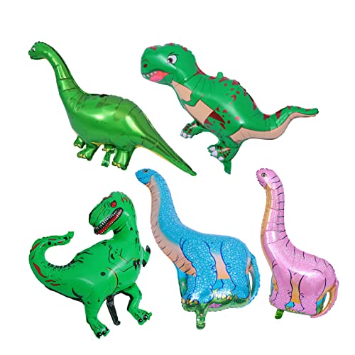 TOKIDNY 5 Stück Dinosaurier Mylar Folienballons Bunte Ballons Für Kindergeburtstag Deko Set Für Dino Themenpartys Cartoon Design Ideal Partyzubehör Für Unvergessliche Feiern von TOKIDNY