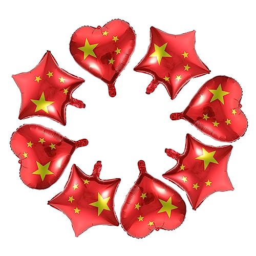 TOKIDNY 50 Stück Sterne Flagge Ballons chinese flag china flagge chinesisches Dekor dekorative Luftballons in Herzform weiße Luftballons rote Luftballons Fünf-Sterne-Dekor mit roter Flagge von TOKIDNY