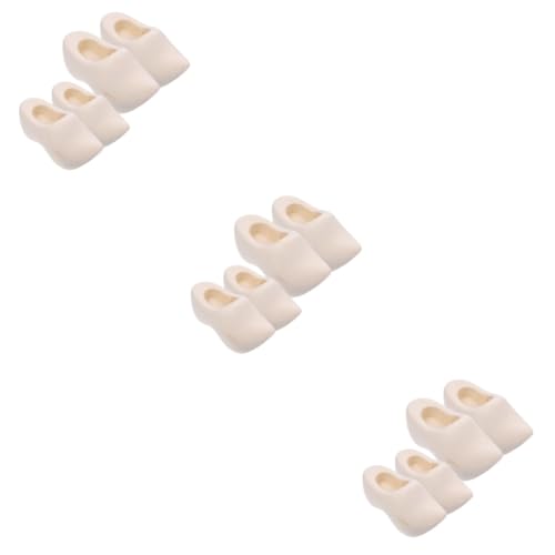 TOKIDNY 6 Paare Verstopft Miniatur-clogs Mini-hausschmuck Unbemalte Clogs Unbemaltes Handwerk Mikrolandschaftsmodelle Puppenhausbedarf Puppenhaus Handwerk Dekoration Beige Holz von TOKIDNY