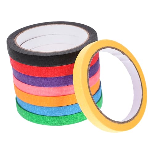 TOKIDNY 8 Rollen Farbiges Abdeckband Buntes Klebeband Kinderband Farbiges Klebeband Für Klassenzimmer Regenbogenband Bunte Bänder DIY Klebeband DIY Abdeckband Malband von TOKIDNY