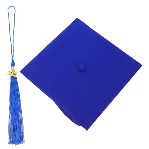 TOKIDNY Abiturmütze Abschlussmütze Studienabschluss Hut Quastenkappen Graduierungskappen Partyhüte, Abschlusskappen Abschlusshutdekorationen Zubehör für Abschlusskappen Polyester Blue von TOKIDNY