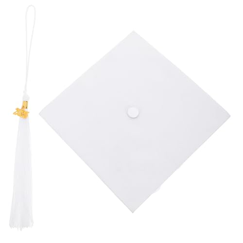 TOKIDNY Abiturmütze -abschlusskappen Abgestufte Stirnbänder Schuppendekoration Abschluss-kits, Hüte Abschlussfotodekorationen Graduierungssaison-abschlusskappen Polyester Weiß von TOKIDNY