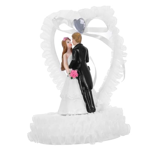 TOKIDNY Hochzeitsdekorationen Hochzeitstortenaufsätze Tortenaufsatz Für Braut Und Bräutigam Hochzeitstorte-ornament Romantische Liebesstatue Herz-kuchenaufsatz Paarfigur Weiß ，， von TOKIDNY