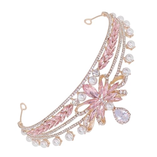 TOKIDNY Krone Haarschmuck Strass-krone Geburtstagskrone Kronen Für Frauen Brautkrone Hochzeitskrone Krone Für Frauen Kopfbedeckung Mit Strasskrone Braut-diademe Rosa Strasssteine von TOKIDNY