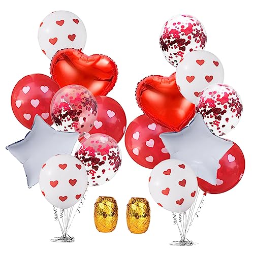 TOKIDNY Packung Mit 18 Herz Und Sternförmigen Luftballons Zum Valentinstag Glitzernde Konfetti Herz Latex Luftballons Für Hochzeit Brautparty Und Romantische Dekorationen von TOKIDNY