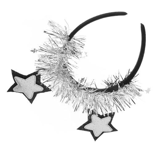 TOKIDNY Pentagramm-Stirnband Stern Haarreif Haarband mit Stern Charme Haarreifen für Kinder weihnachtsstern stirnbänder Glitzerstern-Stirnband Party-Star-Stirnband Filzstoff Silver von TOKIDNY