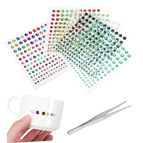 TOKIDNY Selbstklebende Glitzersteine Funkelnde Gem Sticker Für Bastelarbeiten DIY Dekorationen Inklusive Pinzette Für Präzises Anbringen von TOKIDNY