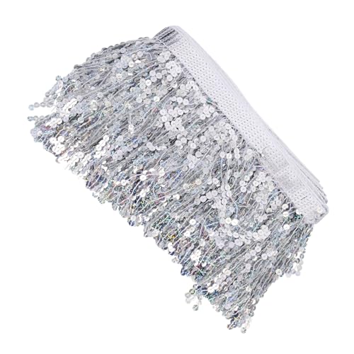 TOKIDNY paillettenbesetzte bärtige Spitze Goldrand Kleidung Paillettenbesatz Glitzerbesatz Flash-Kostüm elegant guci tischdeke outfit Paillettenfransen DIY-Kleiderbesatz Kunststoff Silver von TOKIDNY