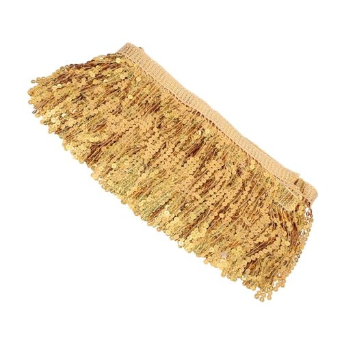 TOKIDNY paillettenbesetzte bärtige Spitze goldene Quasten goldene Strasssteine Kleiderstoff Fransenbandbesatz trimmschere plastiktisch Paillettenbesatz DIY-Kleiderbesatz Kunststoff von TOKIDNY