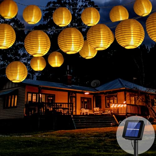 TOKIISHE Solar Lichterkette Lampions Außen, 8M 30 LED Laternen für Lichterkette Aussen Lampions Solar Außen Wetterfest, 8 Modi Solar Beleuchtung für Garten Balkon Outdoor Terrasse Hof Party (Warmweiß) von TOKIISHE