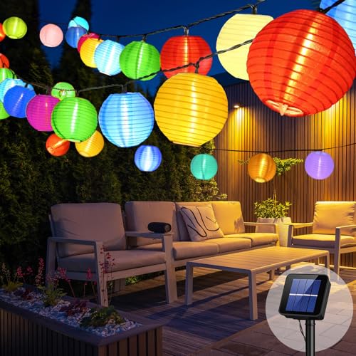 TOKIISHE Solar Lichterkette Lampions Außen, 8M 30 LED Laternen für Lichterkette Aussen, Lampions Solar Außen Wetterfest, 8 Modi Solar Beleuchtung für Garten Balkon Outdoor Terrasse Hof Party (Bunt) von TOKIISHE