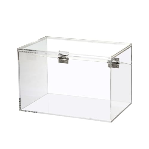 TOLIDA Transparente Karteikarte Aufbewahrungsbox aus Acryl mit 3mm Drehbarer Displayabdeckung, Foto Aufbewahrungskisten, Karte Organizer 21x13,5x14CM von TOLIDA