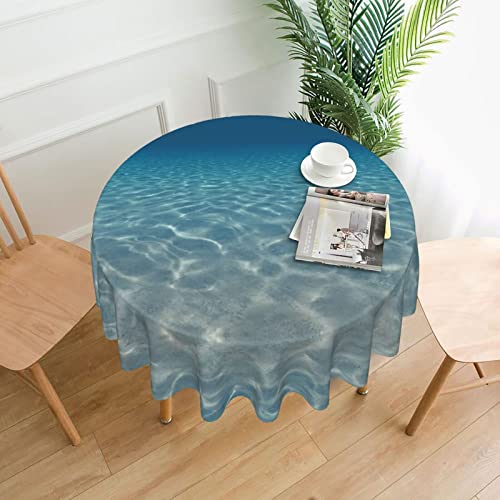 Runde Tischdecke mit Wassermotiv, 152,4 cm, Polyester-Tischdecke, dekorativer Stoff, Tischabdeckung für Esstisch von TOLKAT