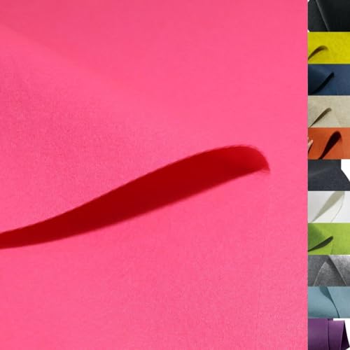 TOLKO 1m Bastelfilz Stabiler Filzstoff Meterware | 2,5 mm dick | Filzmatte Untersetzer Dekofilz Taschenfilz zum Nähen und Basteln | 90 cm breit | Nadelfilz Filz Meterware (Neon Pink) von TOLKO