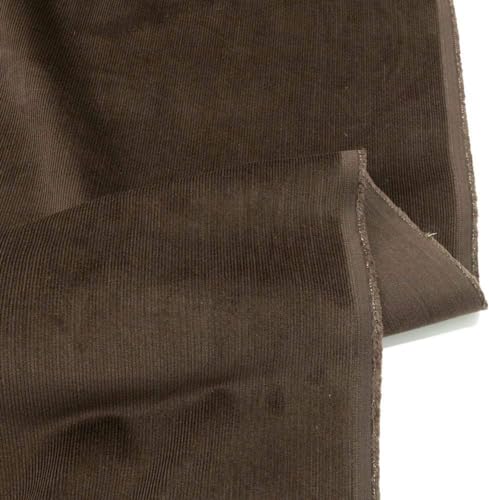 TOLKO Mikro Cord Stoff | leichter Baumwoll Cordsamt | Bekleidungsstoff für Hosen Jacken Kleider Hemden | weiche Baumwollstoff Meterware 140cm breit | uni Kord Nähstoffe günstig kaufen (Braun) von TOLKO