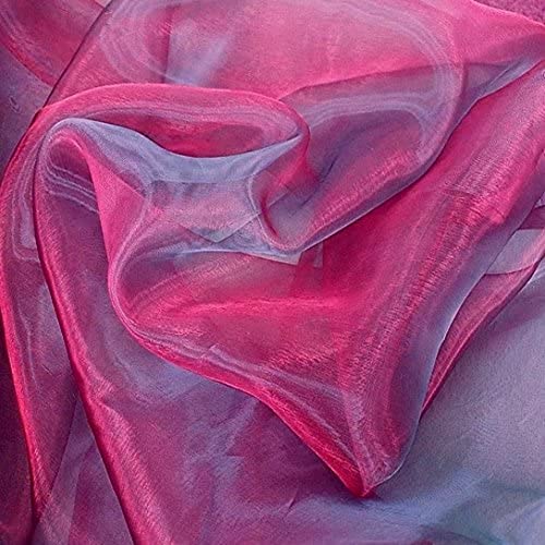 TOLKO 1m Organza Stoffe zum Nähen Meterware | Hauch Zart, Fein, Durchsichtig | zum Dekorieren Basteln 145cm breit | leichter Glanz Stoff für Gardine Vorhänge Tischdecken Deko Schals (Pink Blau) von TOLKO