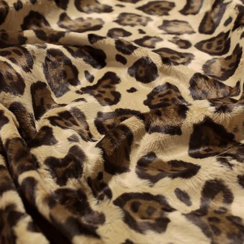 TOLKO 50cm Kunstfell Meterware | robustes Fellimitat für Kunstfelldecke Stuhlauflage Bezug Polsterstoff Kostüm Jacke Rock Fellstoff Kunstpelz Stoff zum Nähen Polstern Beziehen (Leopard) von TOLKO