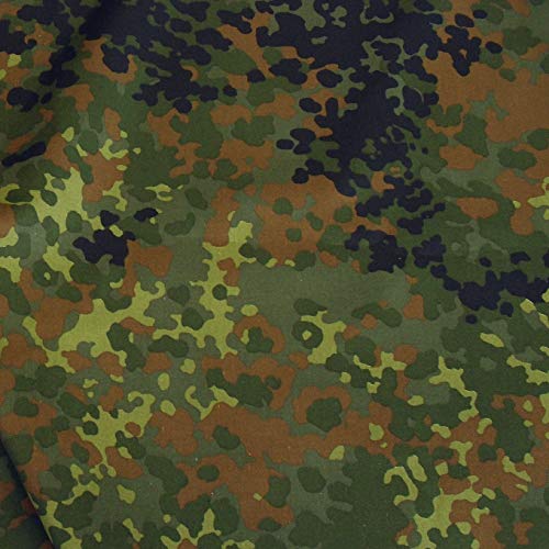 TOLKO Bundeswehr Camouflage Stoff aus Nylon | dünn wie Futterstoff | Farbecht blickdicht UV-beständig | leichte Popeline Tarnstoff Armee Flecktarn Stoffe zum Nähen Meterware 150cm breit (leicht) von TOLKO