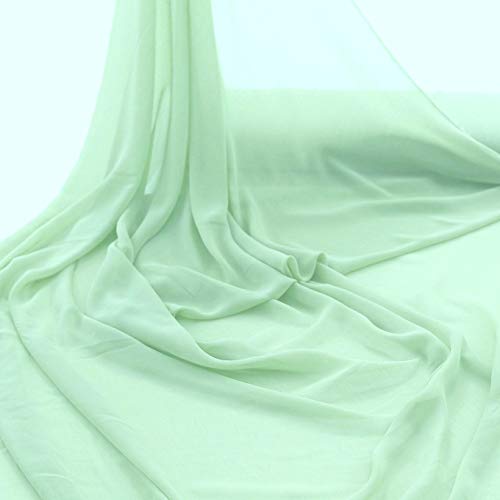 TOLKO Chiffon Stoff Meterware für Rock Bluse Tücher | Halb transparent knitterarm weich | leicht wie Tüll Voile | Dekostoff für Gardine Vorhang Sichtschutz Stoffe zum Nähen Meterware (Soft Mint) von TOLKO