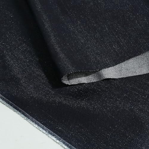 TOLKO Designer Jeans Stoff mit silber Lurex Glanz | Bekleidungsstoff für Hose Jacke Rock | robuster Baumwollstoff Polsterstoff Bezugsstoff | Stoffe zum Nähen Meterware (Schwarz Blau) von TOLKO