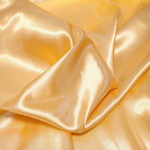 TOLKO Glanz Satin Stoff Meterware als Modestoff Dekostoff Kostümstoff Gardinenstoff Vorhangstoff Hochzeitsstoff | Glitzer Satinstoffe zum Nähen Dekorieren | Nähstoffe 145cm breit (Gold) von TOLKO