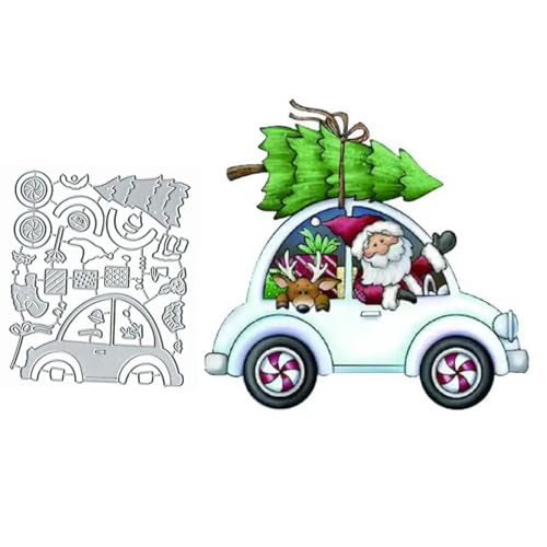 Metall-Stanzformen für Weihnachtsbaum, Weihnachtsmann, Motiv: Merry Christams Tree, Auto, Snata, Geschenk, Stanzformen, Schablonen, DIY, Scrapbooking, dekorative Prägung, Papier, Scrapbooking, von TOLOVIS