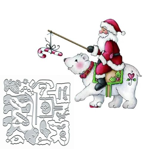 Metall-Stanzformen, Weihnachtsmann-Bär, Weihnachtsmann-Bär, Snata, Geschenk, Stanzschablonen, DIY, Scrapbooking, dekoratives Prägepapier, Scrapbooking, Kartenherstellung von TOLOVIS