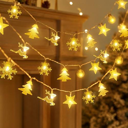 TOLOYE Weihnachtsbaum Lichterketten, 19.6ft 40 LED Lichterketten für Weihnachtsdekoration, Warmweiß LED Weihnachtslichter Lichterkette Batteriebetrieben Geschenk für den Garten Heim Dekoration von TOLOYE