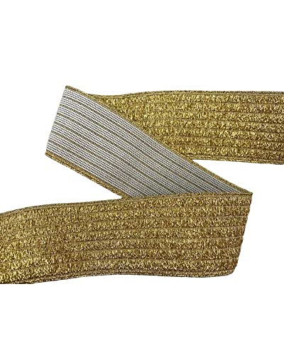 TOMASELLI MERCERIA 50 cm Borte Elastisches Lurex-Band Streifen glänzend Höhe 6 cm - Gold Lurex von TOMASELLI MERCERIA