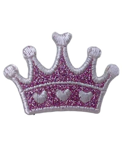 TOMASELLI MERCERIA Applikation Toppa Patch zum Aufbügeln Baby Embroidery Heart Crown Glitter 4,5 x 3 C - Rosa von TOMASELLI MERCERIA