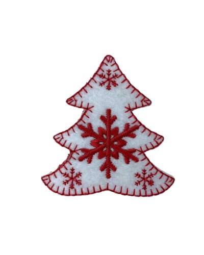 TOMASELLI MERCERIA Applikation Toppa Patch zum Aufbügeln Baum Weihnachten Felt Stickerei Star Ice Snow 5 x 5,5 cm - Weiß von TOMASELLI MERCERIA