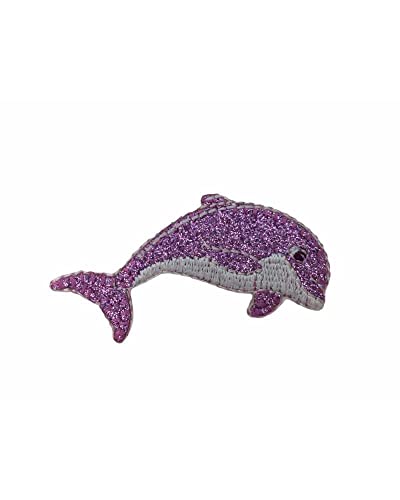 TOMASELLI MERCERIA Delphin Aufnäher zum Aufbügeln, bestickt, Glitzer, 57 x 30 mm, Rosa von TOMASELLI MERCERIA